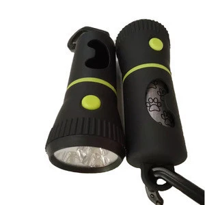 Pet Poop Bag Dispenser With Black LED Flashlight For Dog