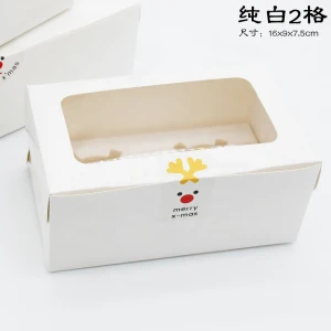 plain Cupcake Kraft Paper Box 2 Holes Baking Cake Packing Box Transparent Window Muffin Cake Box