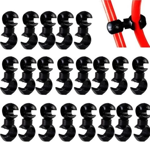 Plastic Bicycle Brake 20pcs Bike Cable Clips Fixing Holder Guide Cable Clips Rotating S-hook Clips