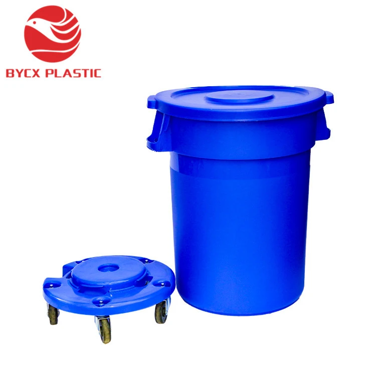 plastic round american  style trash can garbage dustbin dolly with lid
