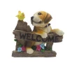 polyresin resin craft welcome dog figurines statues for garden decoration