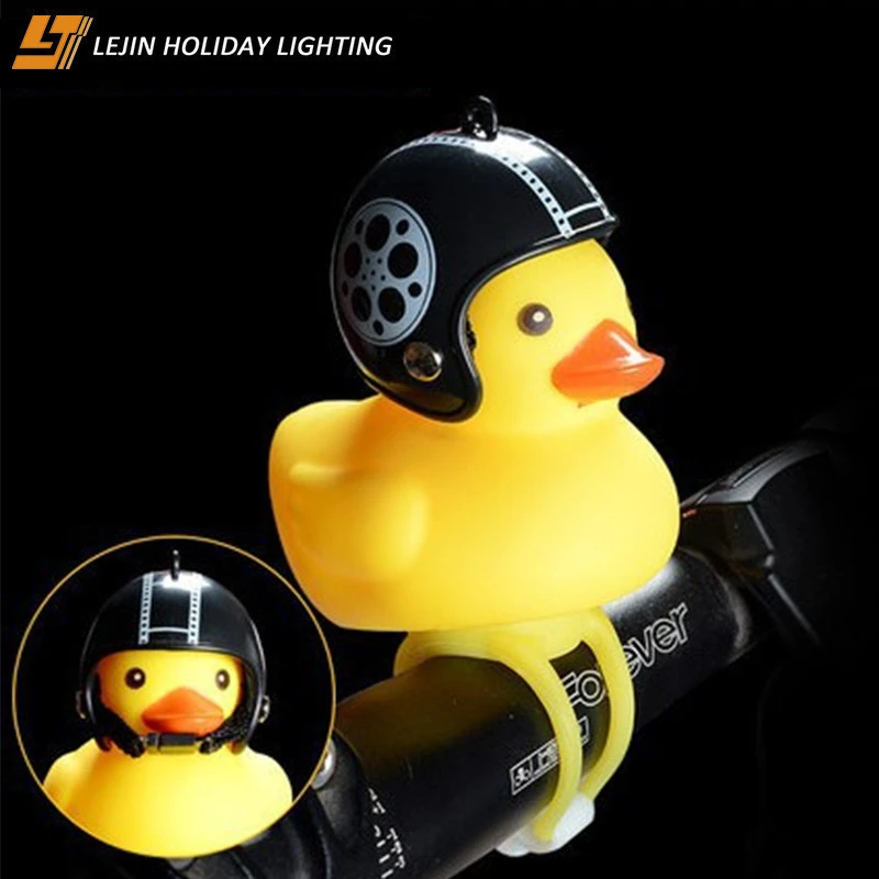 Popular button batteries bicycle light led yellow duck bicycle light with horn