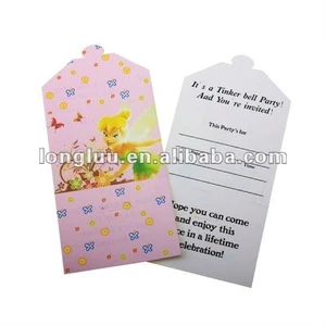 Popular sweet party invitation card for girls&#039; party supplies