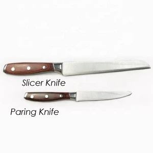 Premium strong rose wood handle high carbon stainless steel kitchen knives set solid razor blade cooking knife cutlery set