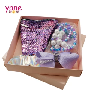 Princess children necklace bracelet jewelry set resin necklace cartoon fishtail wallet gift box wholesale