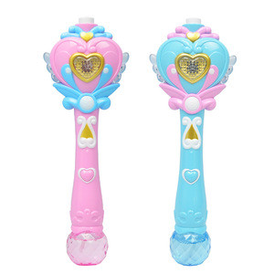 Princess Girl Toy Heart LED Light Up Bubble Wand for Kids