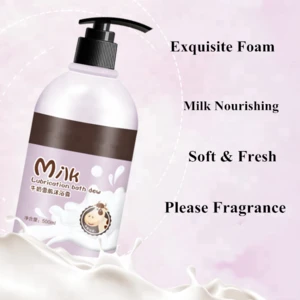 Private label goat milk whitening smooth body wash for Children, adults shower gel