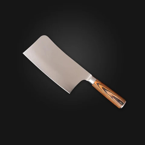 Professional 4pcs Cleaver Chopping Knife High Carbon Stainless Steel Santoku Knife Brown Pakka Wood Chinese Kitchen Knife Set