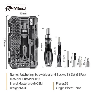 Professional high quality ratchet screwdriver and socket bit set factory direct marketing