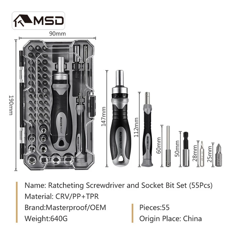 Professional high quality ratchet screwdriver and socket bit set factory direct marketing