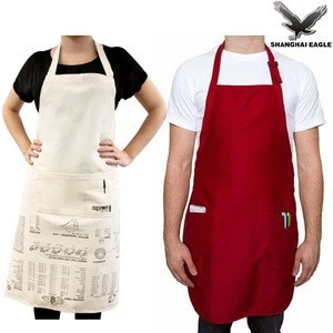 Promotion cooking canvas custom kids adults apron multifunction BBQ cotton apron