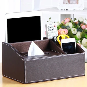 PU storage fancy square holder cover facial leather tissue box
