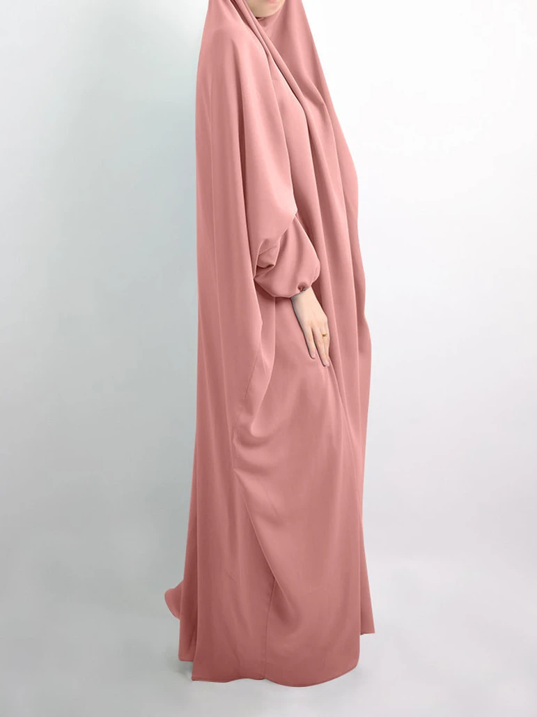 pure colors hijab with islamic cloting thobe khamis long style muslim women arab islamic clothing
