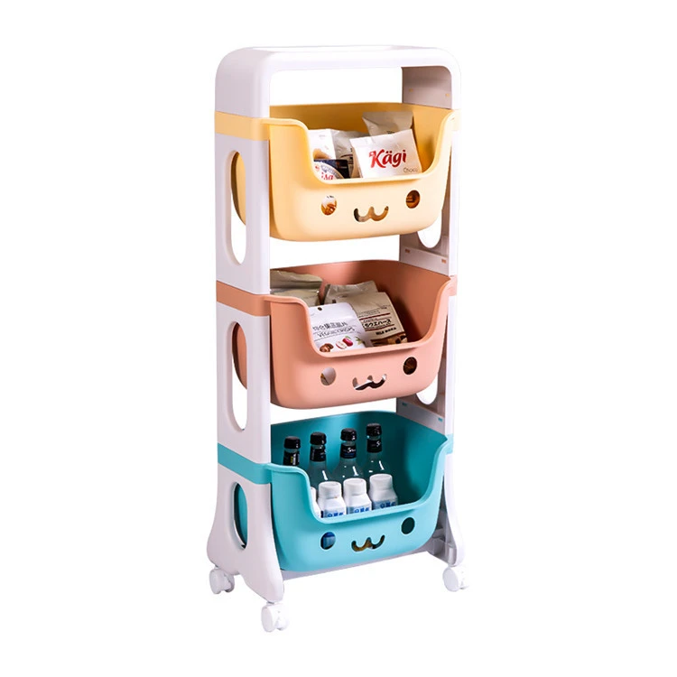 Quality Selection Household Plastic Storage Rack Toy Rolling 3-layer Storage Rack