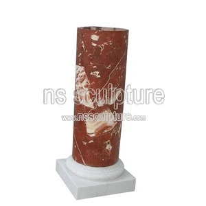 Red Marble Pedestals bust round stand  statue pillars for statues and Busts NSMP1803