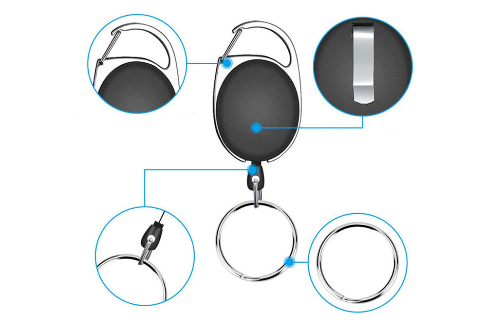 Buy Retractable Keyring Extendable Metal Wire 60cm Keychain Clip Pull ...