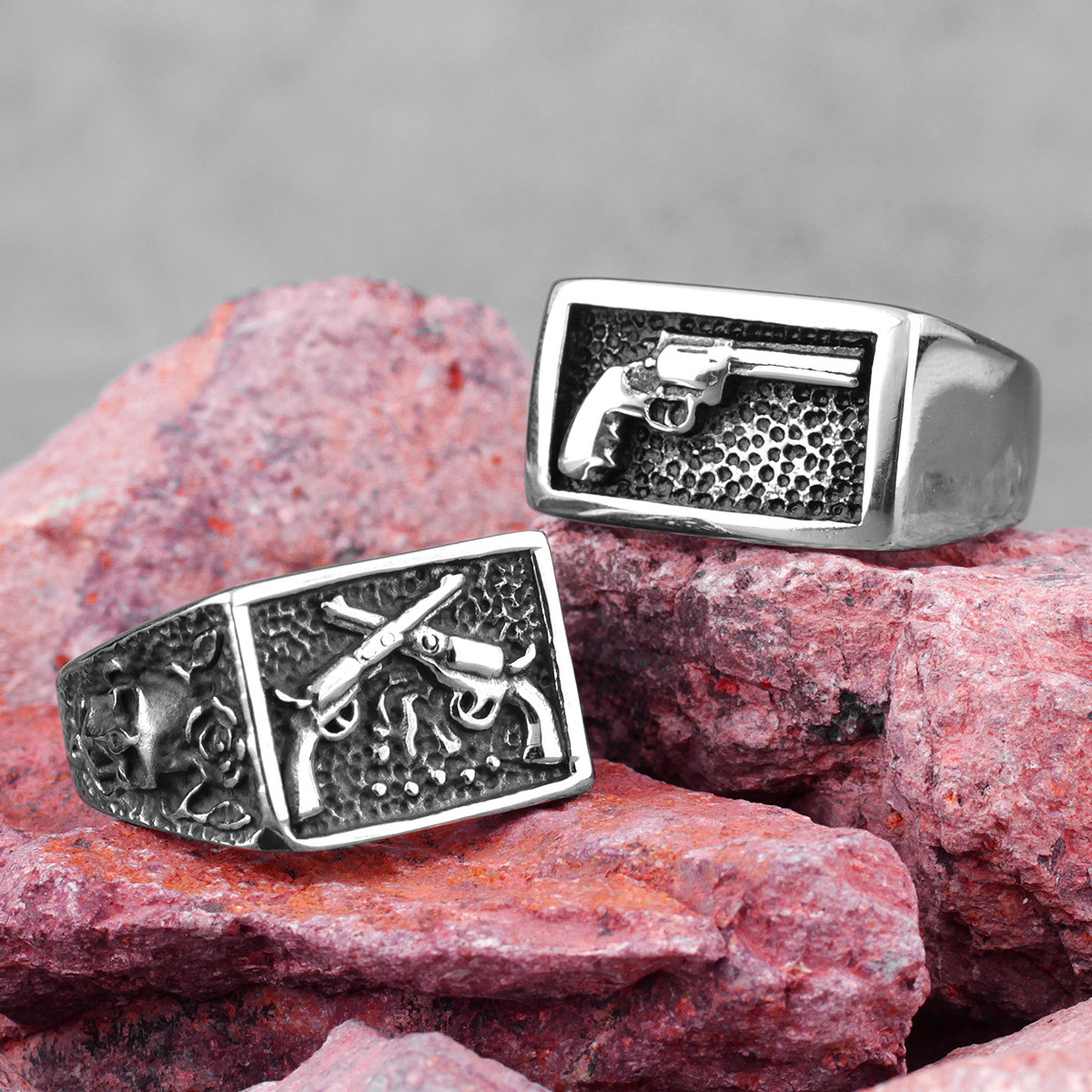 Gun Rings Ripley's Buy Revolver Pistol Gun Square Stainless Steel Mens Rings Punk Hip Hop ...