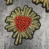 Rhinestone Bead Hearts Sew on Applique Clothing Embroidery Flower Patch Beaded Heart Patches for Jackets
