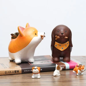 Roogo home wholesale New Product Cartoon Tu Dog Pet Statue Garden Resin Planter Gifts &amp Crafts Table Flower Pot made in China