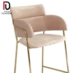 rose pink velvet gold trim stainless steel wedding bar stool for rentals