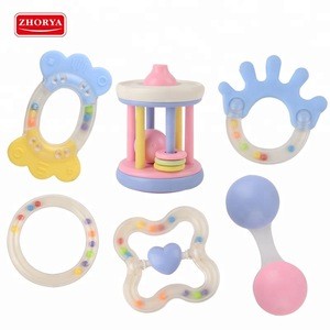 Rotating ring various shapes music set toy hand baby infant rattle for sale