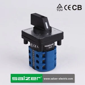 Salzer SA16 16A 1-0-2  3 Pole AC Change Over Switch  silver faceplate 48x48mm (TUV, CE and CB Approved)