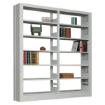 School Office Library Durable Metal Furniture Grey White Color Powder Steel Bookshelf Bookcases Book Shelf with Dividers