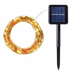 seri 33ft 100leds waterproof copper wire led string solar powered long battery life outdoor lighting