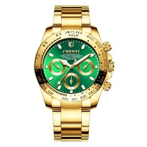 Shenzhen Factory Custom Logo Gold Stainless Steel Chronograph Watch men Cheap price wristwatch
