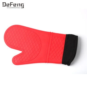 Silicone Oven Mitts, Cotton Lining Heat Resistant Non-Slip Silicone Kitchen Gloves Great for Baking