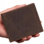 Small MOQ custom logo bifold genuine leather wallet for men