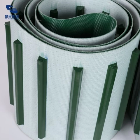 small portable green pvc pu conveyor  belt with cleats heat resistant for food industry