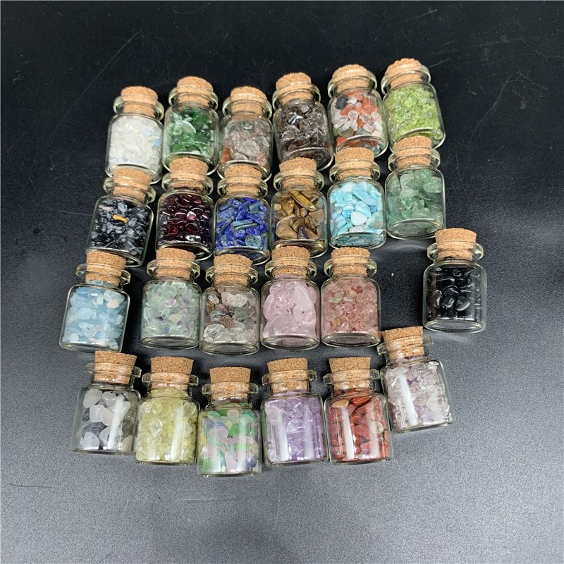 small size crystal quartz chips tiny bottles gemstone stone bottle with reki healing crystal chips inside crystal craft