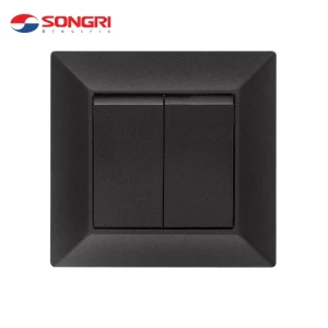 Songri Black 2 Gang 1 Way Wall Switch Panel, Toggle Smart Switch Wall