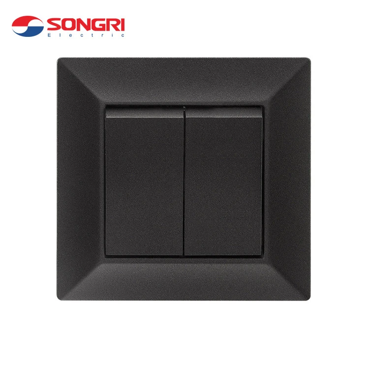 Songri Black 2 Gang 1 Way Wall Switch Panel, Toggle Smart Switch Wall