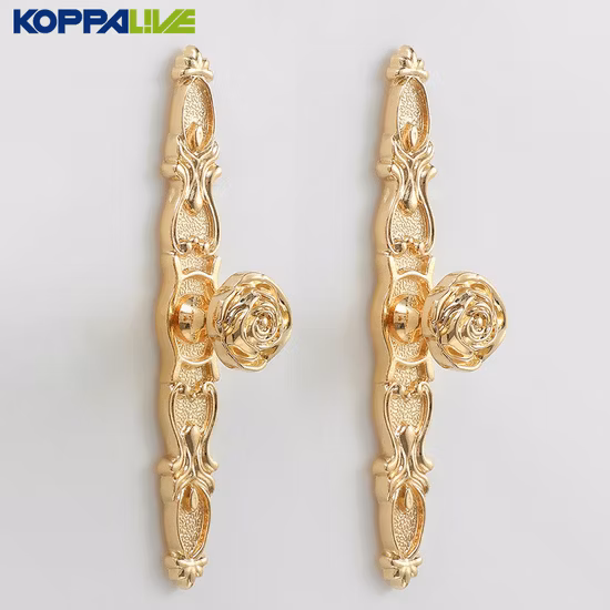 Koppalive Fancy Brass Furniture Knob Flower Vintage Curio Cabinet Handle for Drawer and Dresser
