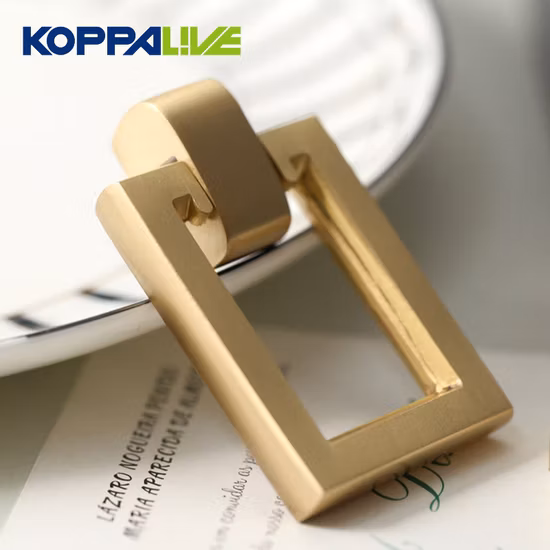 Koppalive Modern Solid Brass Square Ring Pulls Cabinet Handle Rectangular Dresser Drawer Drop Ring Pull Knob