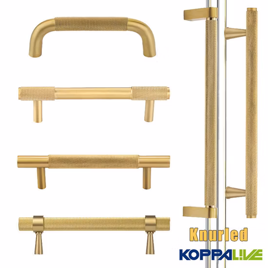 Koppalive Wholesale Knurled Kitchen Drawer Wardrobe Door Handles Antique Satin Brass Cabinet Pull Handle