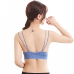 sports push up bras running workout beauty back solid color yoga bra  double strap nylon seamless bra