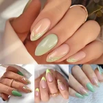 Square false nails set, multi-color floral design, perfect for daily wear, including jelly glue and nail file