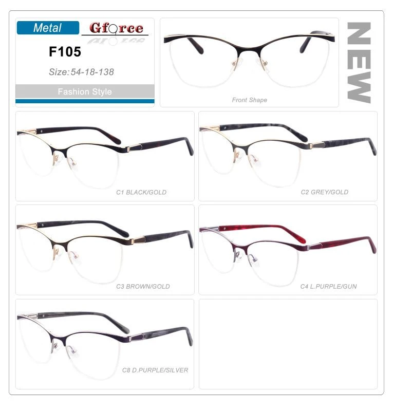 Stainless front with acetate temples optical frames made in China eyewear beautiful eyeglasses