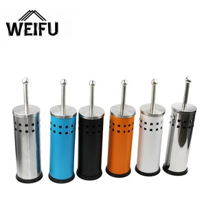 Stainless steel toilet brush and holder, with plastic inner cup