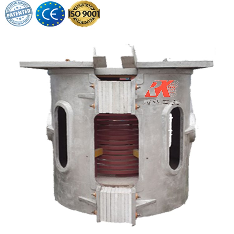 Steel Shell 750kg Crucible Melting Iron Scrap Industrial Furnace for sale