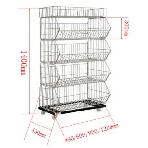 Steel Wire Mesh Supermarket Display Net Basket Shelf