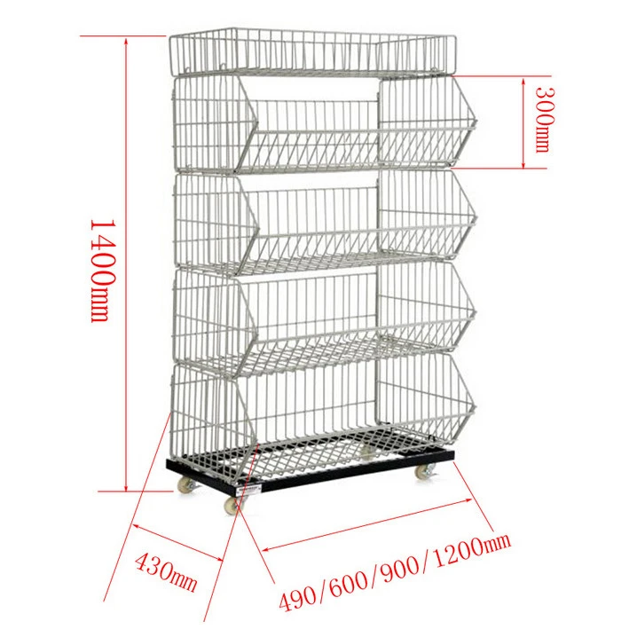 Steel Wire Mesh Supermarket Display Net Basket Shelf