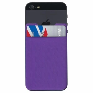 Stretch Card Sleeve - made from stretchy spandex material, adheres to the back of your phone and comes with your logo