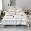 Stripe Yarn Dyed linen hemp Duvet Cover Comforter bedding set,  Washed Cotton Wrinkled Look Full/Queen/King in a bag