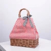 Summer rattan canvas stitching handbags eco-friendly wicker basket women striped tote bag SH986