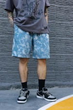 Summer Shorts 2021 Fashion High Street Blue Durable Denim Custom Tie Dye Short Jeans Men Shorts Pants