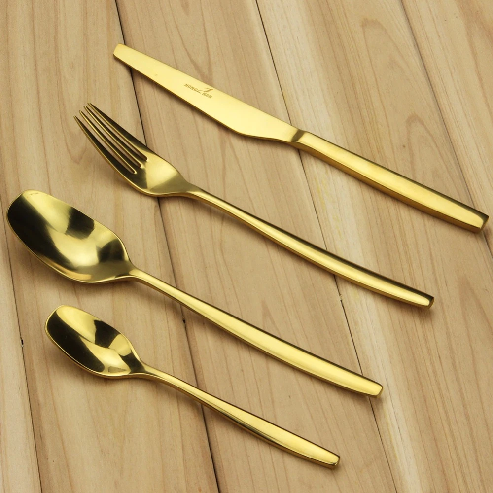 SUS304 Stainless Steel Flatware Tableware Gold Cutlery